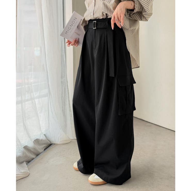 一着で、ラフなのにキレイを叶える◎2タックロングベルト付きカーゴパンツ | Classical Elf  | 詳細画像3 