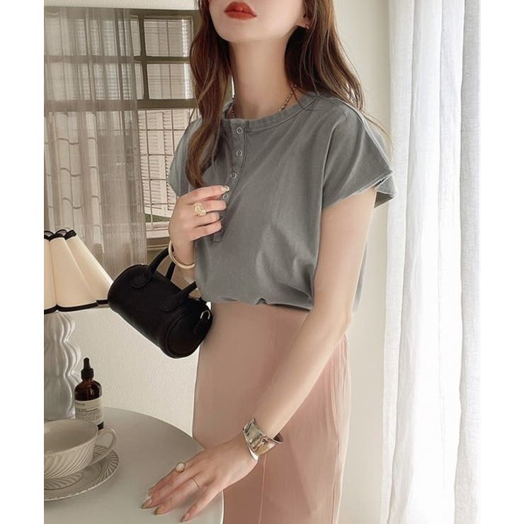 綿100％ 絶妙ヴィンテージ。スノーウォッシュ加工2wayヘンリーTシャツ。 | Classical Elf  | 詳細画像2 