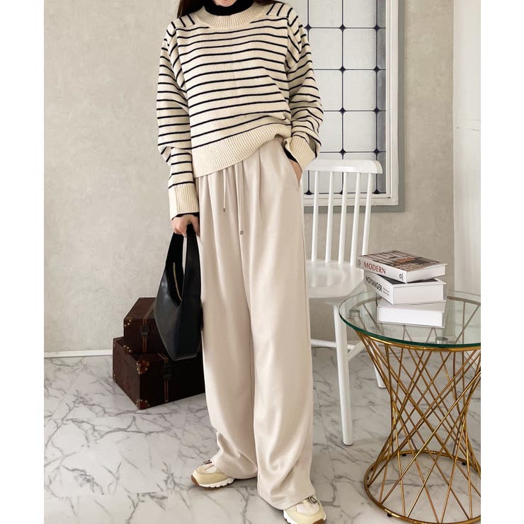 裏ピーチ起毛！＋3度に包まれて。暖かコットンイージーフレアパンツ | Classical Elf  | 詳細画像34 