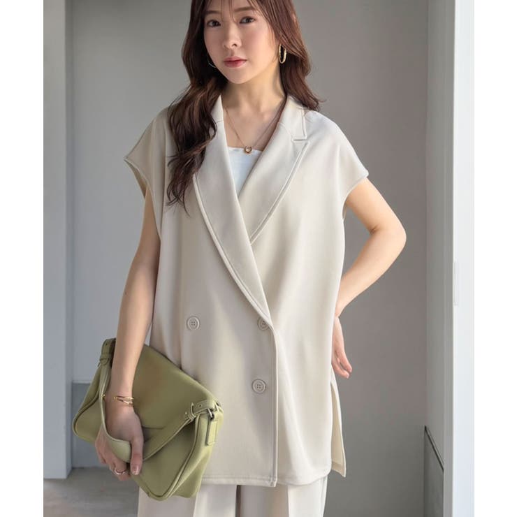 【2点セット】さらっと素材で上品に決まる。ダブルテーラードジレ×タックパンツセッ… | Classical Elf  | 詳細画像8 