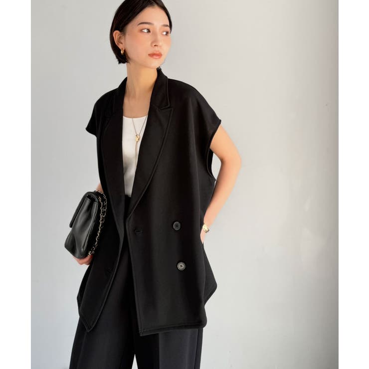 【2点セット】さらっと素材で上品に決まる。ダブルテーラードジレ×タックパンツセッ… | Classical Elf  | 詳細画像16 