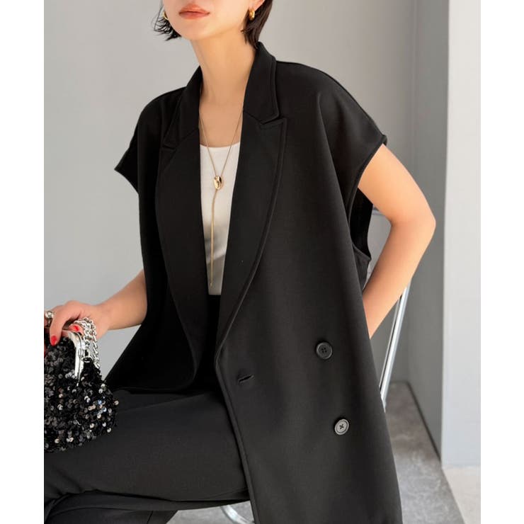 【2点セット】さらっと素材で上品に決まる。ダブルテーラードジレ×タックパンツセッ… | Classical Elf  | 詳細画像17 