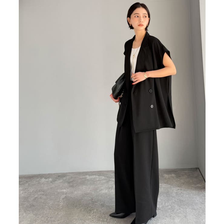 【2点セット】さらっと素材で上品に決まる。ダブルテーラードジレ×タックパンツセッ… | Classical Elf  | 詳細画像19 