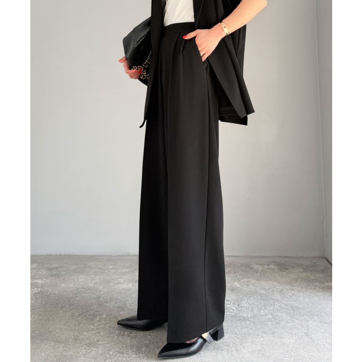 【2点セット】さらっと素材で上品に決まる。ダブルテーラードジレ×タックパンツセッ… | Classical Elf  | 詳細画像23 