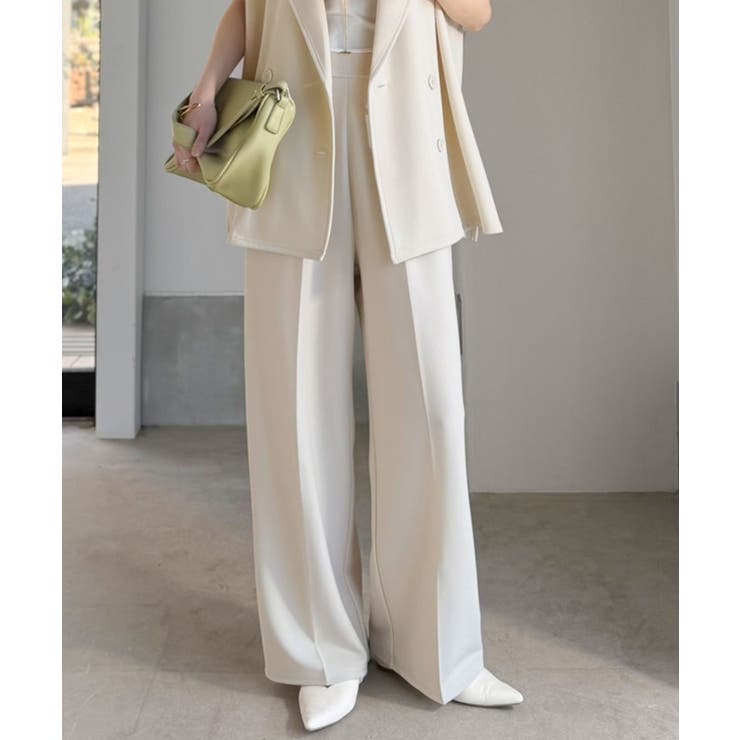 【2点セット】さらっと素材で上品に決まる。ダブルテーラードジレ×タックパンツセッ… | Classical Elf  | 詳細画像6 