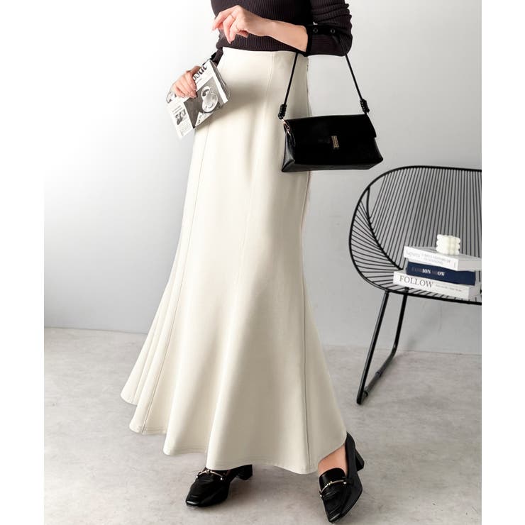 アイボリー | フレアシルエットで360度美人見え♪ダブルクロス素材バックシャーリングマーメイド… | Classical Elf 