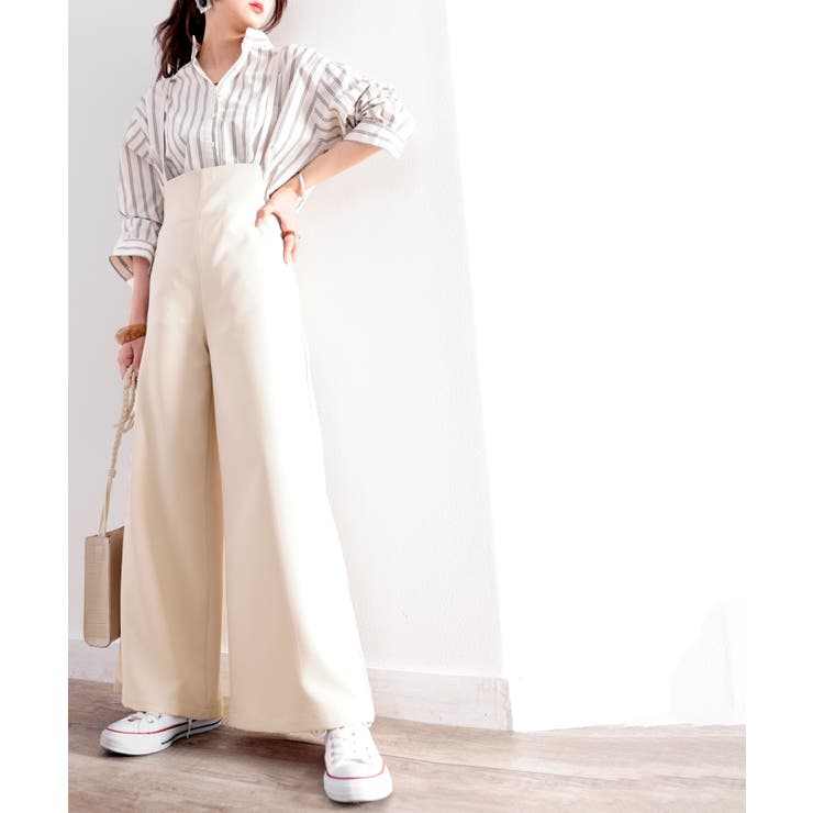 さらっと、リラックス。サスペンダー付きサロペットパンツ[品番