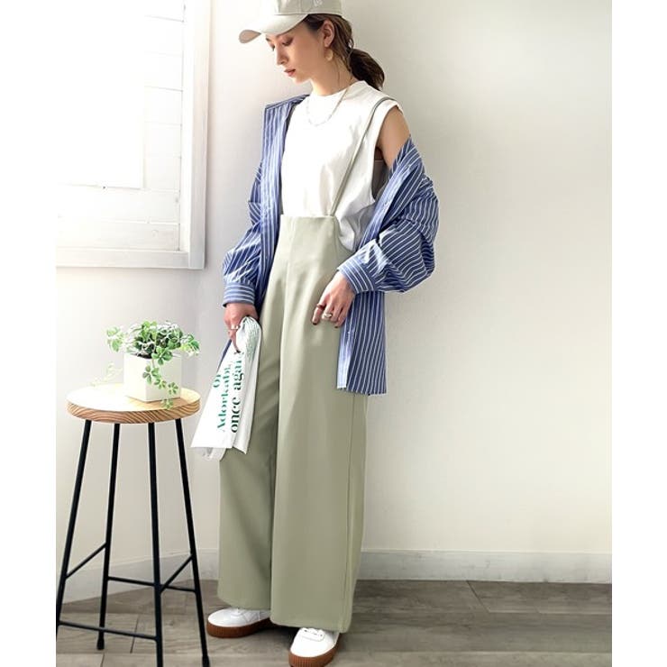 さらっと、リラックス。サスペンダー付きサロペットパンツ[品番