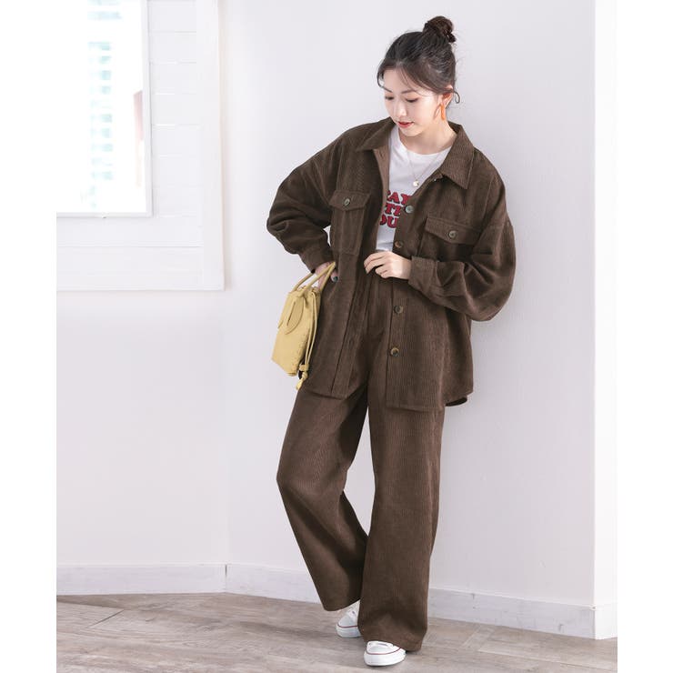 ワイドなのに美シルエット。セットアップも楽しめるコーデュロイ