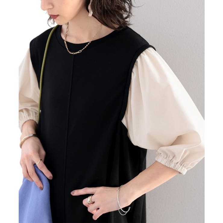 旬顔、ぽわん袖。異素材ドッキングワンピース | Classical Elf  | 詳細画像11 