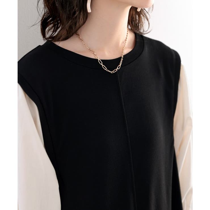 旬顔、ぽわん袖。異素材ドッキングワンピース | Classical Elf  | 詳細画像33 