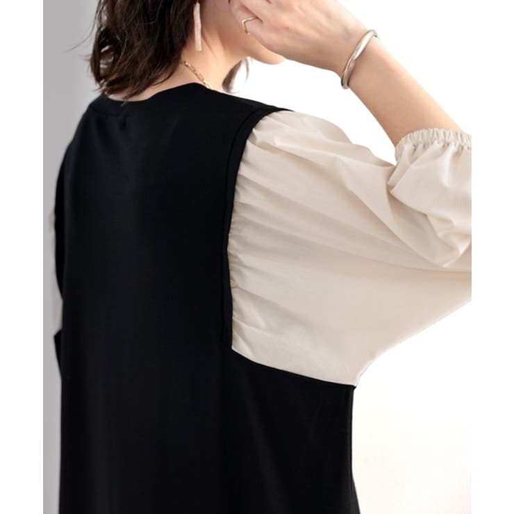 旬顔、ぽわん袖。異素材ドッキングワンピース | Classical Elf  | 詳細画像35 