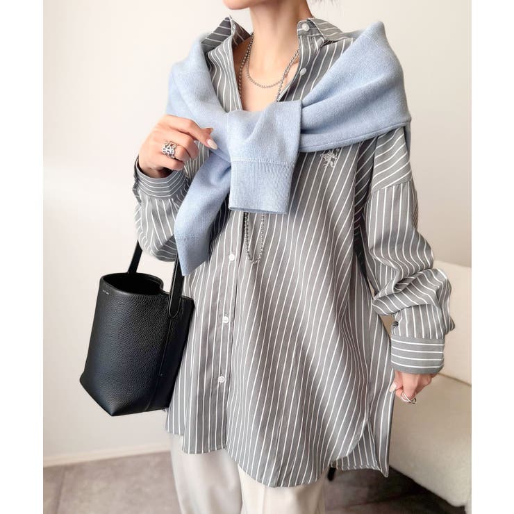 Happyストライプ！ワンポイント刺繍オーバーシャツ | Classical Elf  | 詳細画像11 