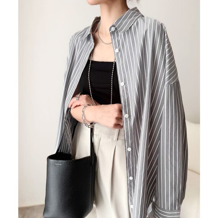 Happyストライプ！ワンポイント刺繍オーバーシャツ | Classical Elf  | 詳細画像17 