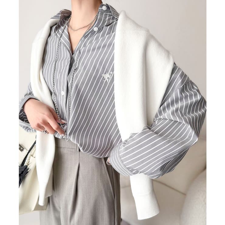 Happyストライプ！ワンポイント刺繍オーバーシャツ | Classical Elf  | 詳細画像21 