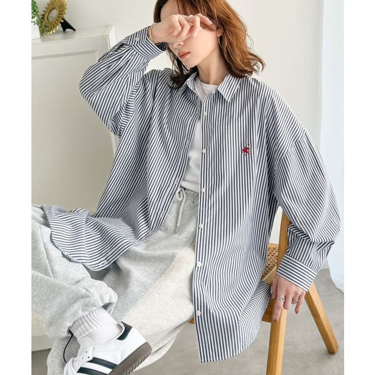 Happyストライプ！ワンポイント刺繍オーバーシャツ | Classical Elf  | 詳細画像23 