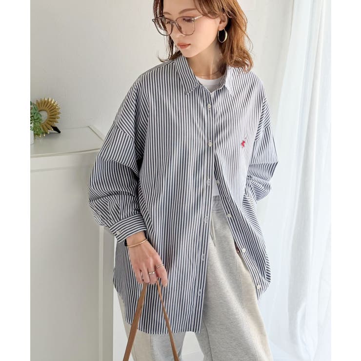 Happyストライプ！ワンポイント刺繍オーバーシャツ | Classical Elf  | 詳細画像24 