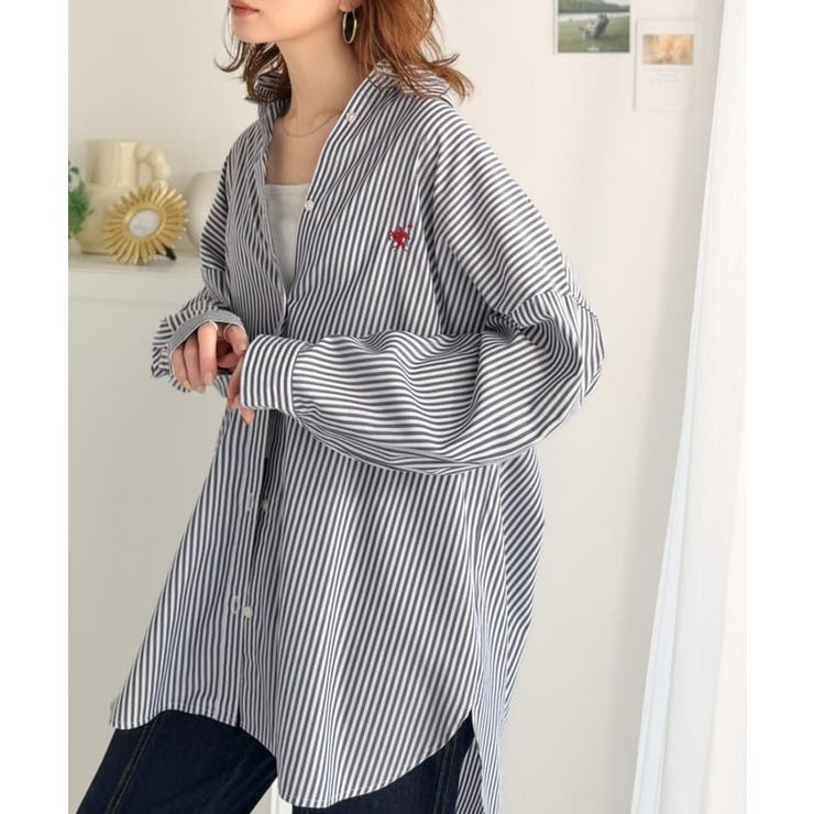 Happyストライプ！ワンポイント刺繍オーバーシャツ | Classical Elf  | 詳細画像26 