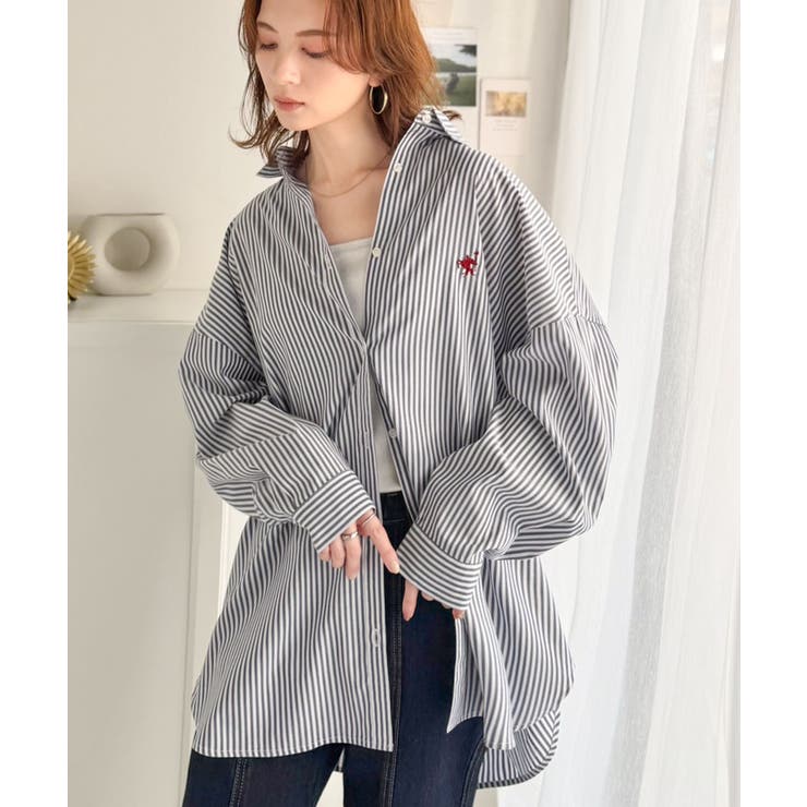 Happyストライプ！ワンポイント刺繍オーバーシャツ | Classical Elf  | 詳細画像27 