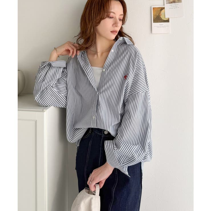 Happyストライプ！ワンポイント刺繍オーバーシャツ | Classical Elf  | 詳細画像29 