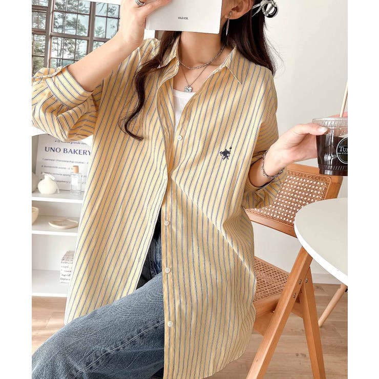 Happyストライプ！ワンポイント刺繍オーバーシャツ | Classical Elf  | 詳細画像35 