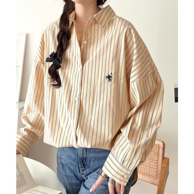 Happyストライプ！ワンポイント刺繍オーバーシャツ | Classical Elf  | 詳細画像38 