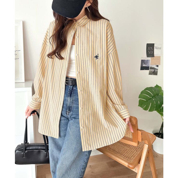 Happyストライプ！ワンポイント刺繍オーバーシャツ | Classical Elf  | 詳細画像41 