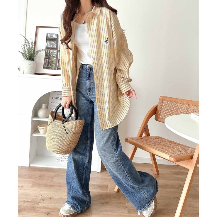 Happyストライプ！ワンポイント刺繍オーバーシャツ | Classical Elf  | 詳細画像43 