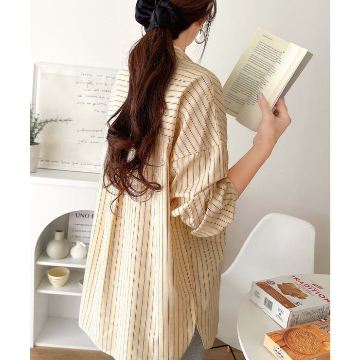 Happyストライプ！ワンポイント刺繍オーバーシャツ | Classical Elf  | 詳細画像45 