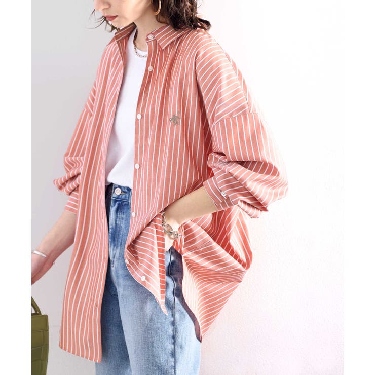 Happyストライプ！ワンポイント刺繍オーバーシャツ | Classical Elf  | 詳細画像50 