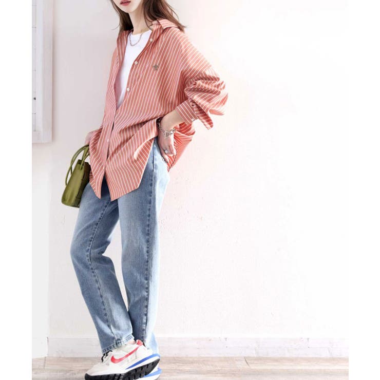 Happyストライプ！ワンポイント刺繍オーバーシャツ | Classical Elf  | 詳細画像52 