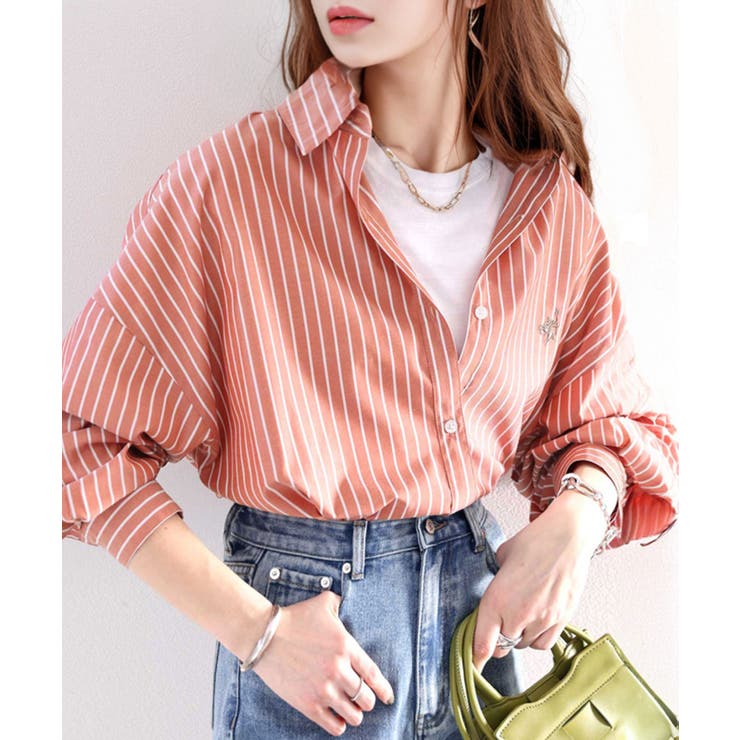 Happyストライプ！ワンポイント刺繍オーバーシャツ | Classical Elf  | 詳細画像53 