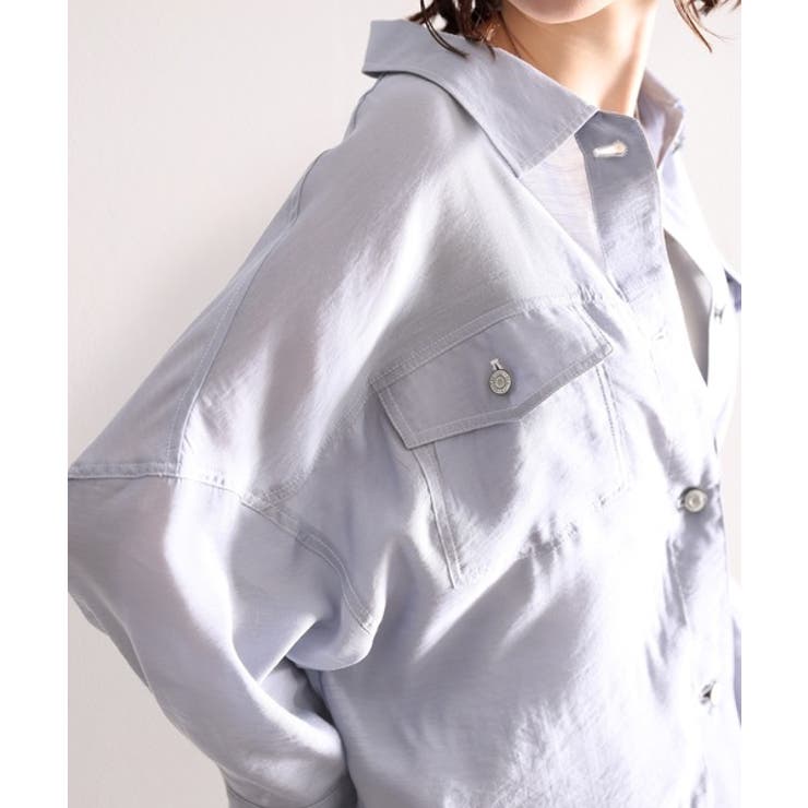 シアーを開拓。7分袖丈配色ステッチシアーシャツジャケット[品番