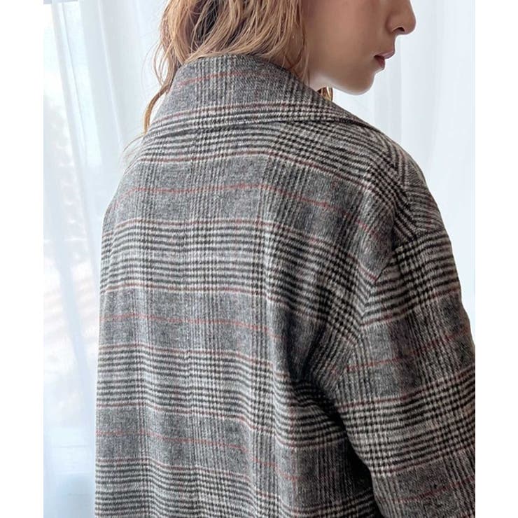 チェック柄LOVER。レトロチェック柄ロング丈ダブルコート[品番