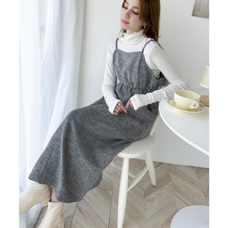 ワンピース Classical herringbone mini onepiece 一枚でこなれ感のあるスタイル。ヘリンボーンキャミワンピース