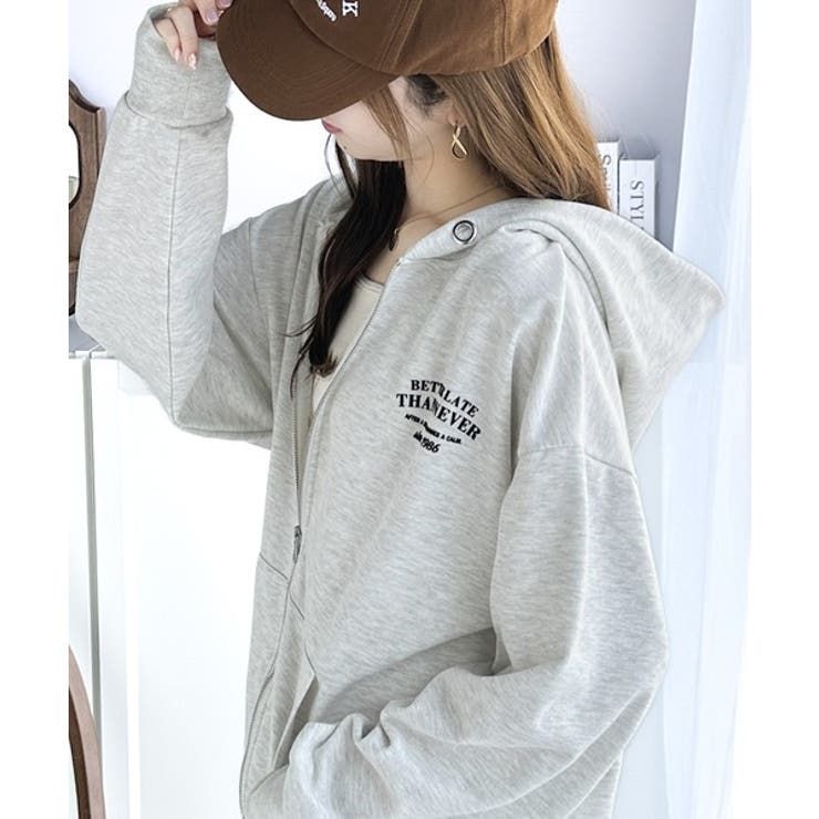 大人のレトロなアメカジテイスト。裏毛ダブルジップフロッキープリント 