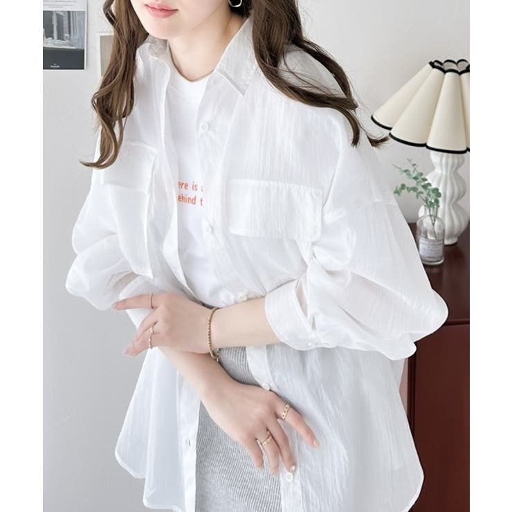 リラックスムード溢れるオーバーサイズ。立体胸ポケットシアーシャツ | Classical Elf  | 詳細画像5 