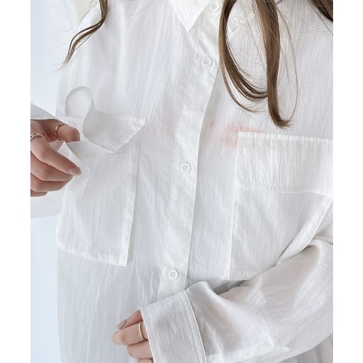 リラックスムード溢れるオーバーサイズ。立体胸ポケットシアーシャツ | Classical Elf  | 詳細画像22 