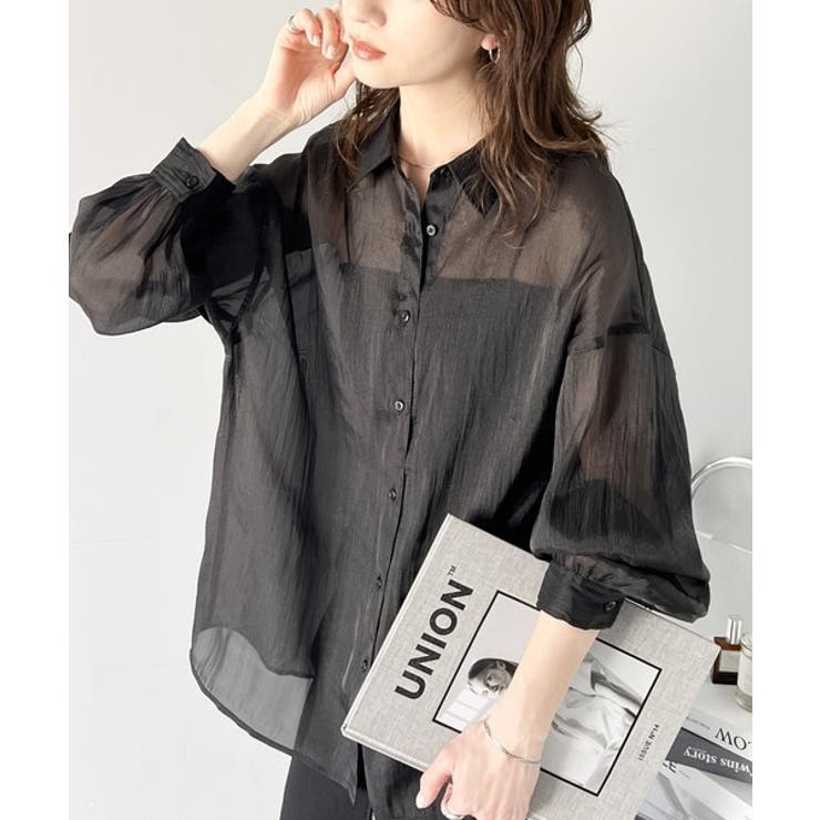 ブラック | 大人モード煌めく、シャイニーシアーブラウス | Classical Elf 