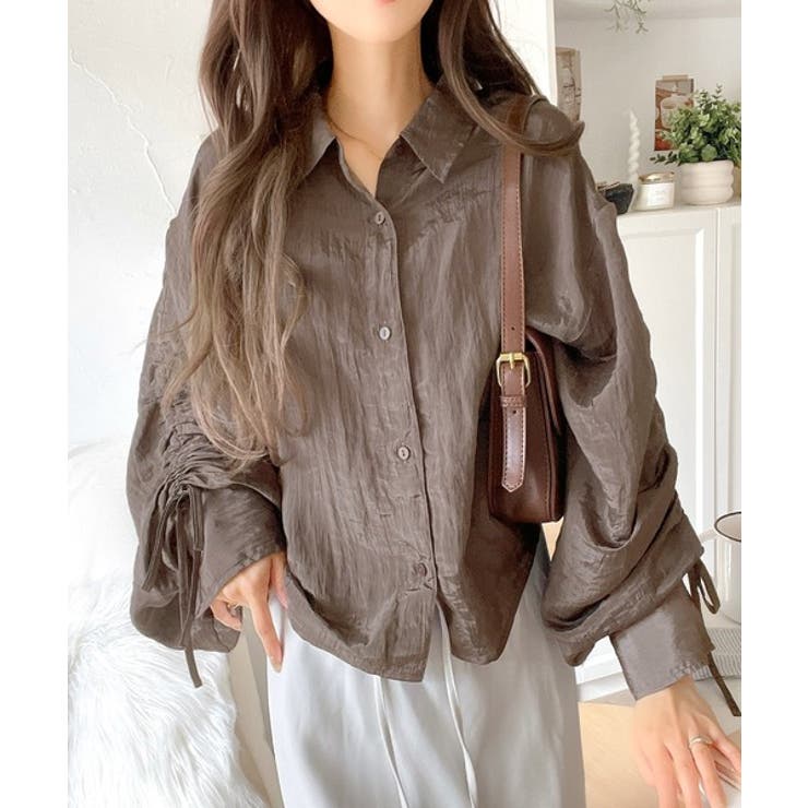 上品な抜け感と自由なアレンジ叶う。2wayカラー袖シャーリングシアー素材シャツブ… | Classical Elf  | 詳細画像6 