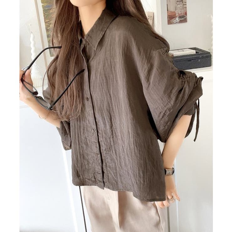 上品な抜け感と自由なアレンジ叶う。2wayカラー袖シャーリングシアー素材シャツブ… | Classical Elf  | 詳細画像8 