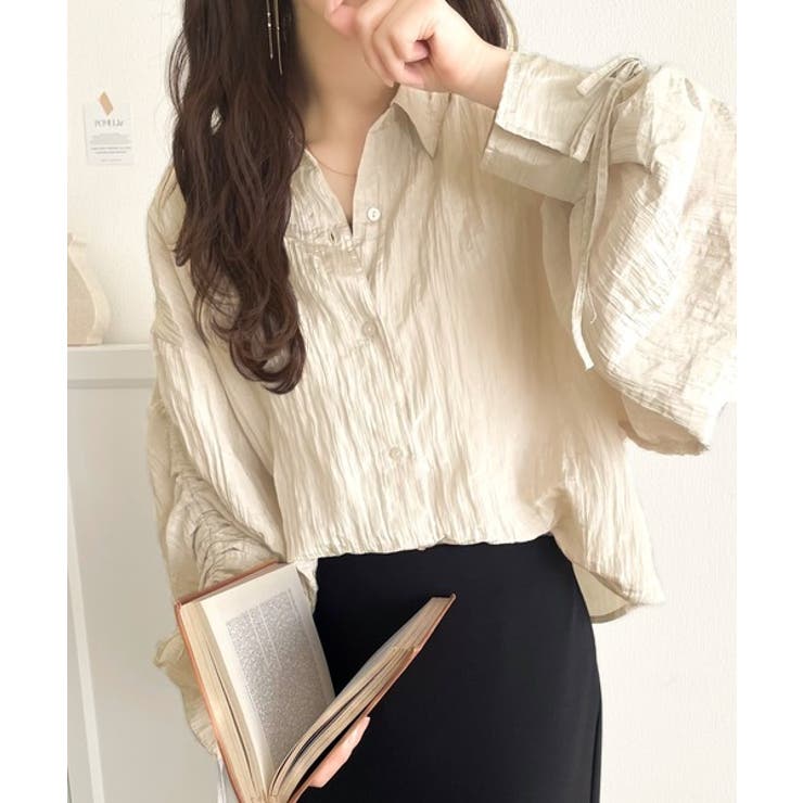 上品な抜け感と自由なアレンジ叶う。2wayカラー袖シャーリングシアー素材シャツブ… | Classical Elf  | 詳細画像9 