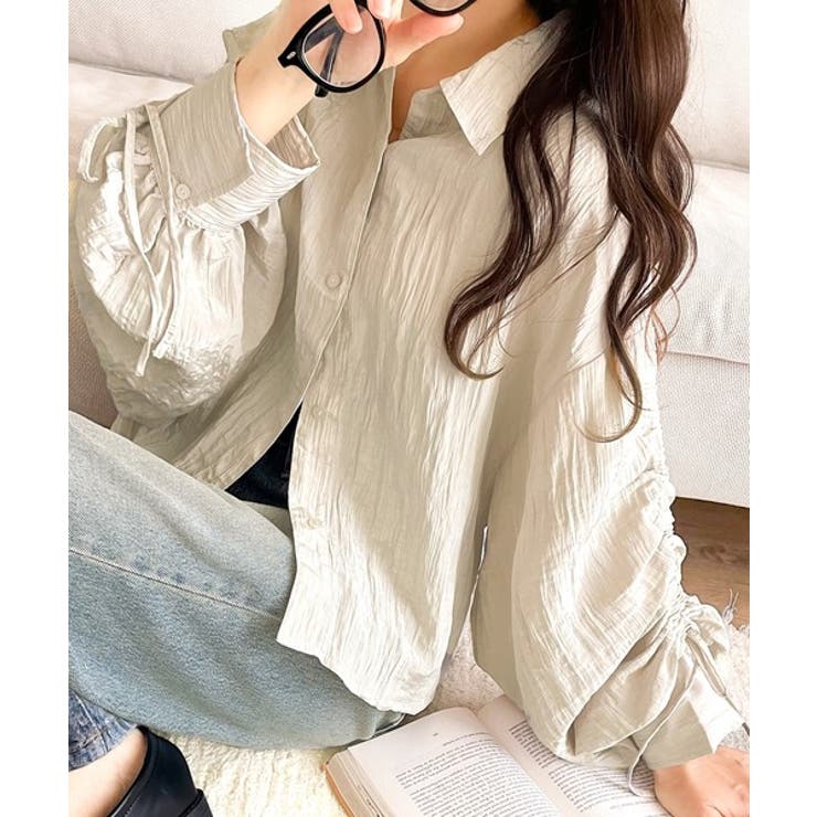 上品な抜け感と自由なアレンジ叶う。2wayカラー袖シャーリングシアー素材シャツブ… | Classical Elf  | 詳細画像10 