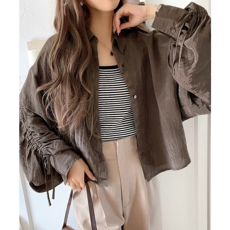 上品な抜け感と自由なアレンジ叶う。2wayカラー袖シャーリングシアー素材シャツブ… | Classical Elf  | 詳細画像11 