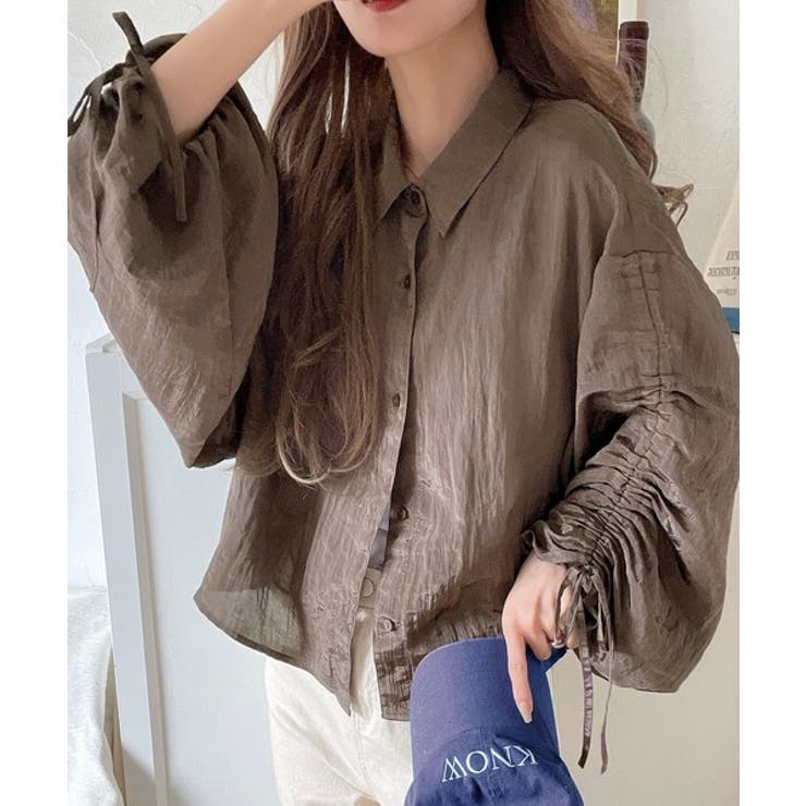 上品な抜け感と自由なアレンジ叶う。2wayカラー袖シャーリングシアー素材シャツブ… | Classical Elf  | 詳細画像12 