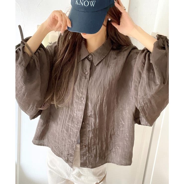 上品な抜け感と自由なアレンジ叶う。2wayカラー袖シャーリングシアー素材シャツブ… | Classical Elf  | 詳細画像13 