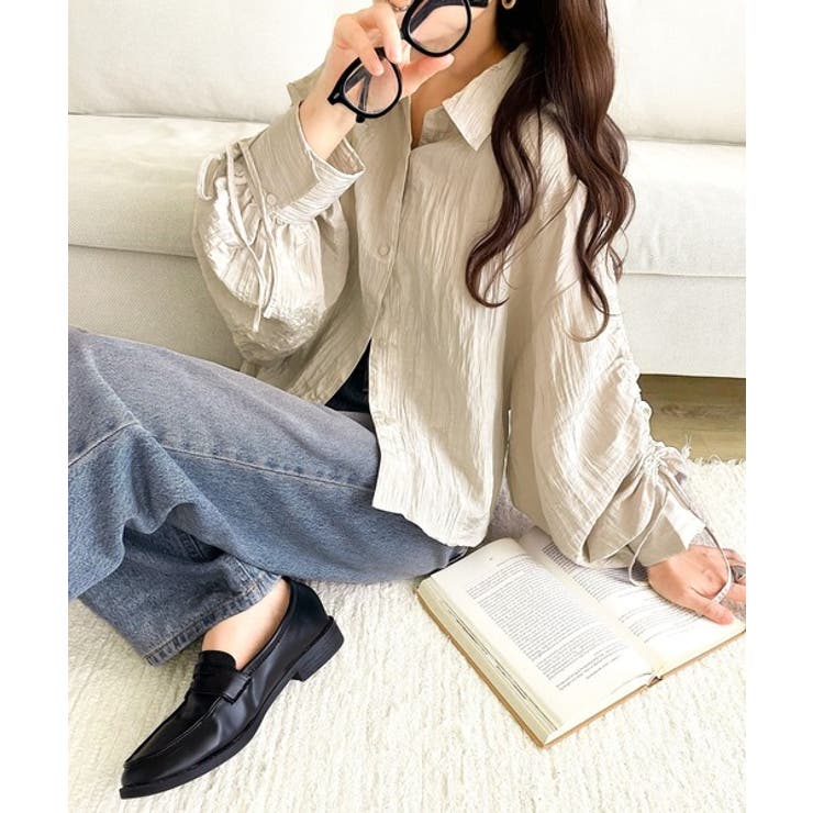 上品な抜け感と自由なアレンジ叶う。2wayカラー袖シャーリングシアー素材シャツブ… | Classical Elf  | 詳細画像19 