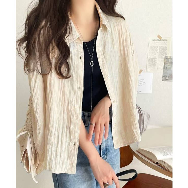 上品な抜け感と自由なアレンジ叶う。2wayカラー袖シャーリングシアー素材シャツブ… | Classical Elf  | 詳細画像20 