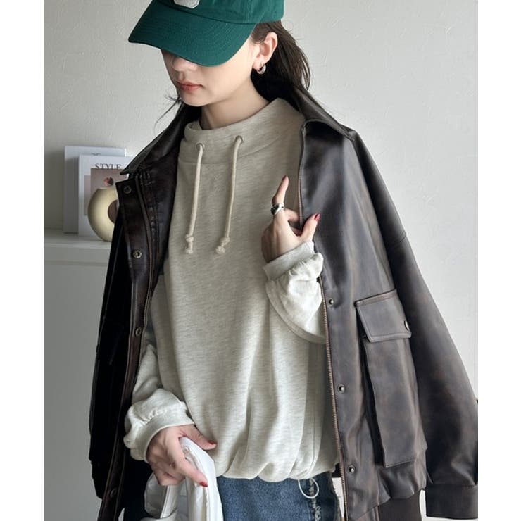 大人カジュアルをアップデート。フェイクフードスタンドネック裏毛プルオーバー | Classical Elf  | 詳細画像12 