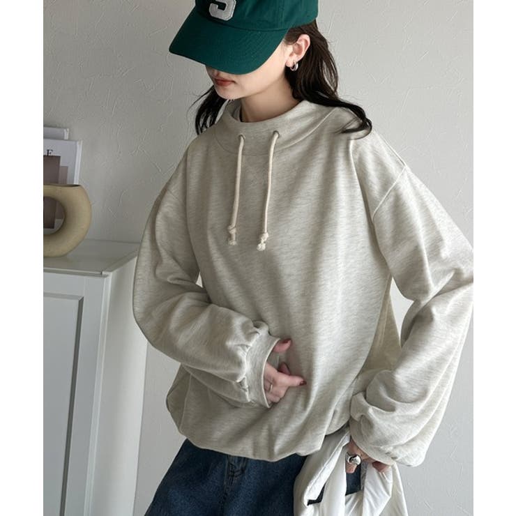 大人カジュアルをアップデート。フェイクフードスタンドネック裏毛プルオーバー | Classical Elf  | 詳細画像14 